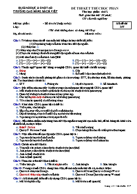 Đề thi kết thúc học phần Tin học lớp 12 - Mã đề 357